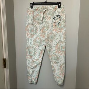 Women’s Drawstring  Jogger Sweatpants Tie dye Smiley World Size L Boho Retro